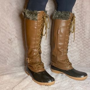 Knee high duck boots
